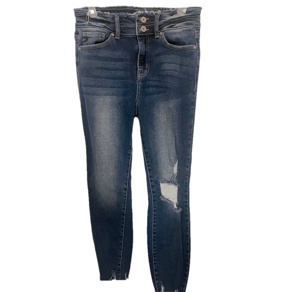 KANCAN HIGH WAISTED JEANS size 5 cropped dark wash denim cropped skinny ankle - Picture 2 of 9